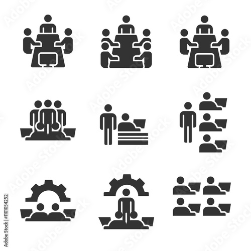 board of directors icon, people, business, meeting organization ,solid filled glyph,