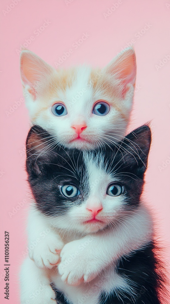 Obraz premium Adorable Kittens: A Sweet Embrace - Cute Cat Photography