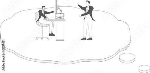 Two Businessmen talking with a big speech bubble