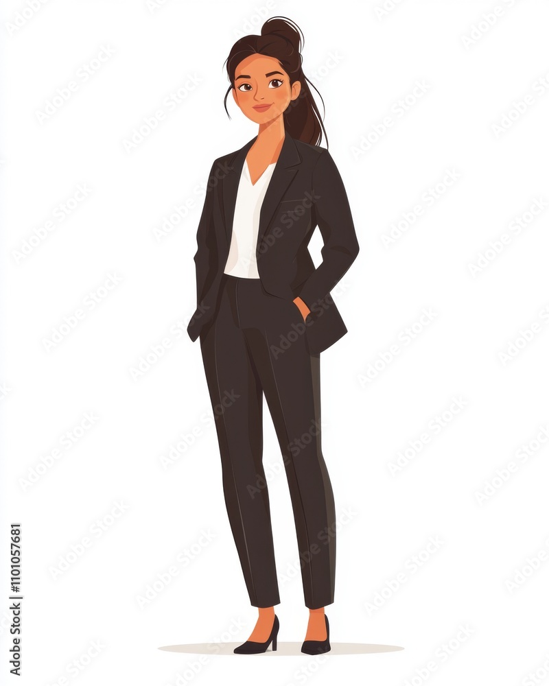 Confident Businesswoman in Suit Corporate Presentation Full Length Portrait Confident Businesswoman in Suit Corporate Presentation Full Length Portrait