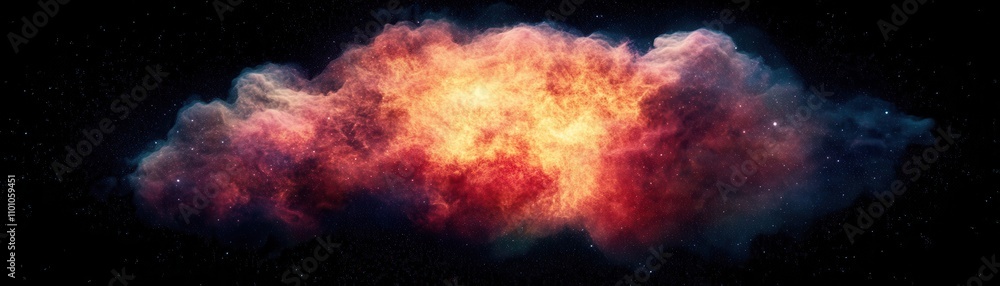 Fototapeta premium A vibrant cosmic cloud displays stunning colors and textures, resembling a stellar explosion in the vastness of space.