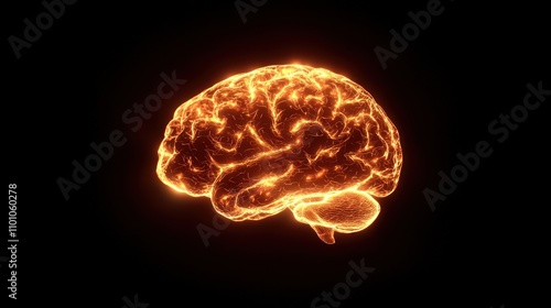 Glowing, vibrant brain symbolizing good health and vitality. photo