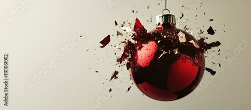 Shattered Christmas Ornament Symbolizing Holiday Disappointment and Loss photo