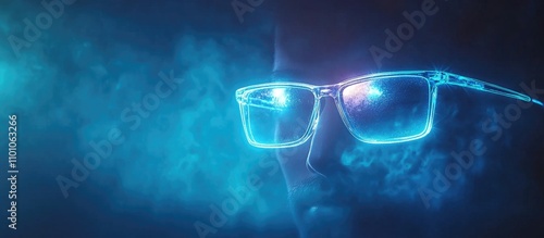 Wallpaper Mural Young businessman deep in thought with glowing glasses symbolizing focus and innovation in a modern entrepreneurial environment Torontodigital.ca