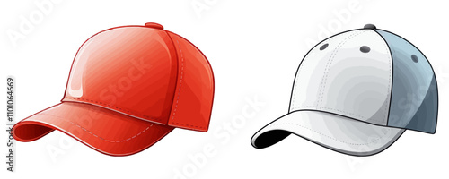 Red and white caps with sleek modern designs. Generative AI.