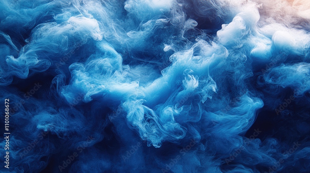 Obraz premium Blue ink swirling in water creating abstract patterns and textures with vibrant hues and fluid motion. Ideal for artistic backgrounds and designs.