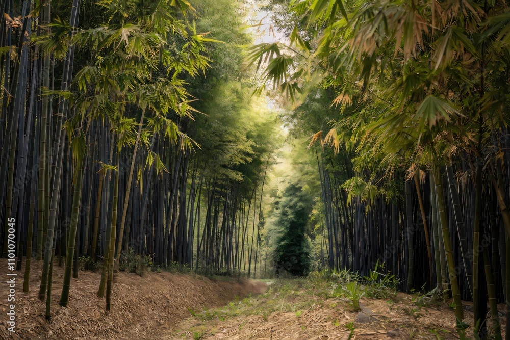 Fototapeta premium Path leading through a lush bamboo forest