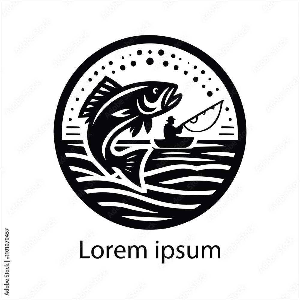 Fototapeta premium Hand drawn flat design fishing logo