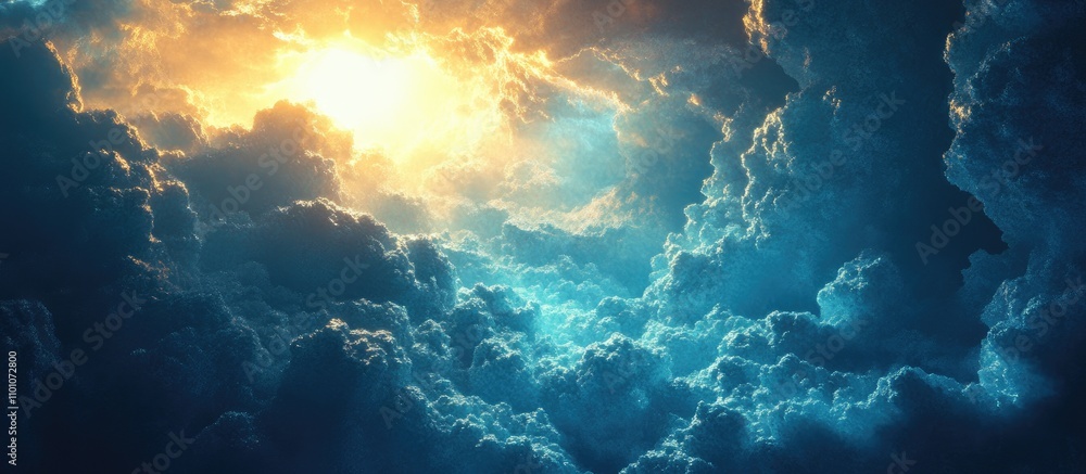 Majestic Arc of Clouds Illuminated by Azure Sky with Radiant Sunlight Peeking Through Dramatic Atmosphere Nature Background Majestic Arc of Clouds Illuminated by Azure Sky with Radiant Sunlight Peeking Through Dramatic Atmosphere Nature Background