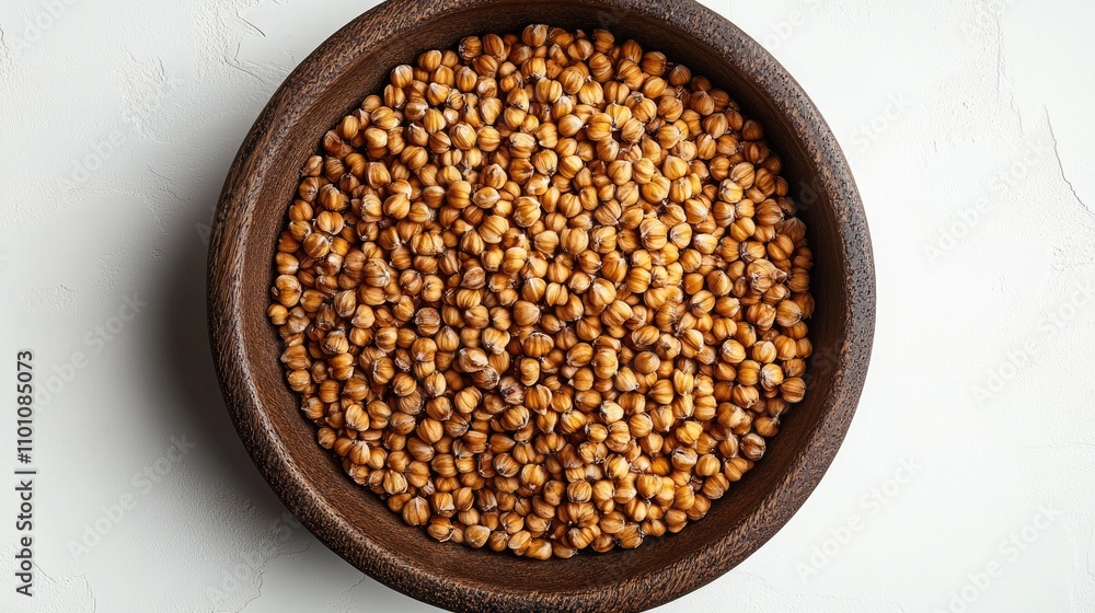 Cooked buckwheat in a rustic plate on a clean white surface showcasing healthy grains for culinary or dietary themes Cooked buckwheat in a rustic plate on a clean white surface showcasing healthy grains for culinary or dietary themes