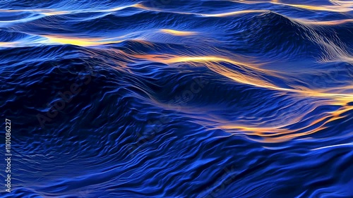 A close-up view of deep blue ocean waves with a smooth, flowing texture photo