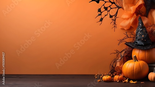 Chester banner with empty space Without Text, Halloween theme luxury Orange background,holiday poster promo sale banner background for advertisement ad photo