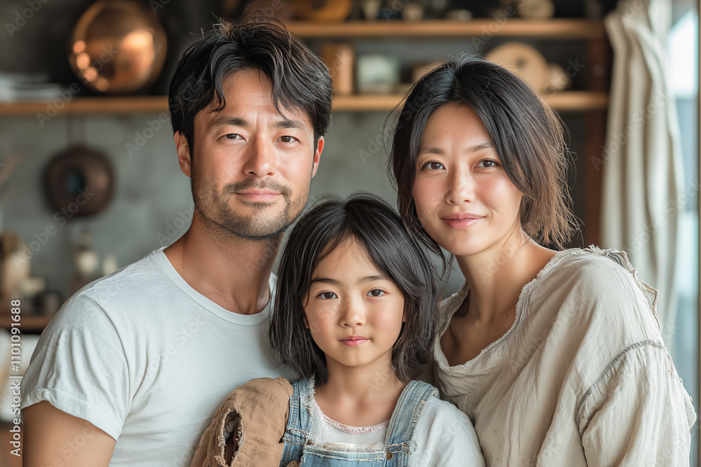 Obraz premium 仲良し家族写真,LDK,リビング