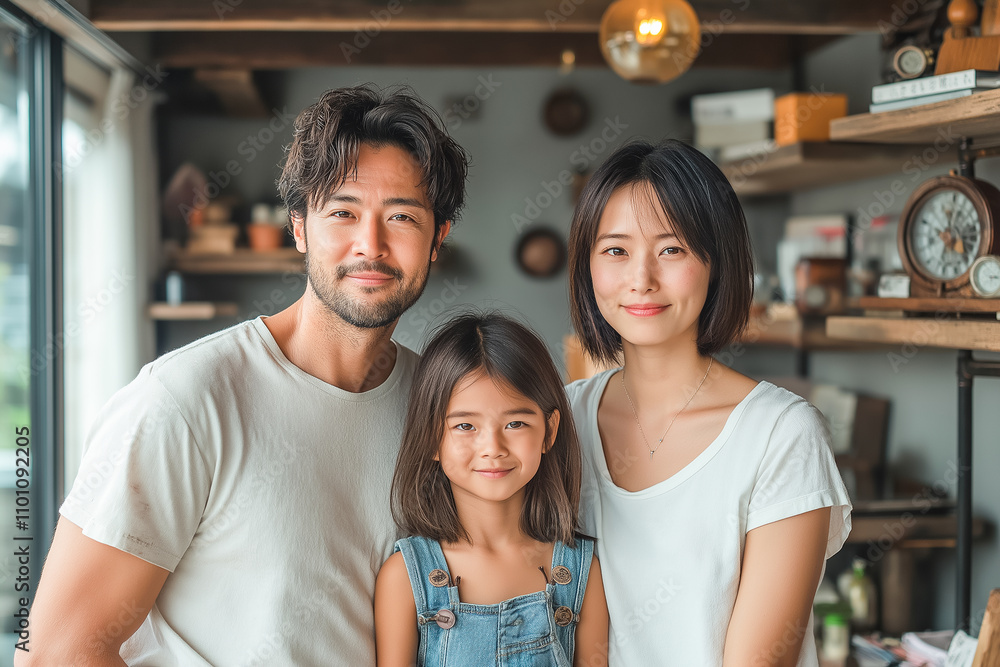 Obraz premium 仲良し家族写真,LDK,リビング