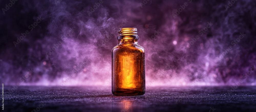 S2Br2 Chemical in Glass Bottle Representing Chemistry and Chemical Safety with a Mystical Background S2Br2 Chemical in Glass Bottle Representing Chemistry and Chemical Safety with a Mystical Background