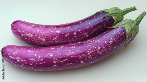 Wallpaper Mural Fresh organic purple eggplants on a neutral background highlighting their vibrant color and natural sheen for culinary or produce purposes Torontodigital.ca