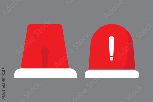 Siren vector icon. Police or ambulance red flasher siren icon.