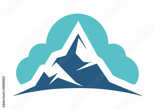 Stylized Mountain Logo Design With Clouds, Representing Nature and Adventure photo