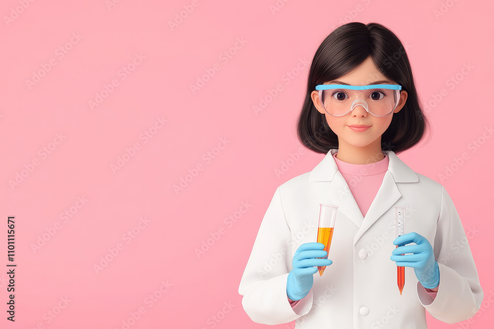 Young woman troubleshooting a complex experiment in a bustling science research laboratory, surrounded by equipment and notes. Young woman troubleshooting a complex experiment in a bustling science research laboratory, surrounded by equipment and notes.