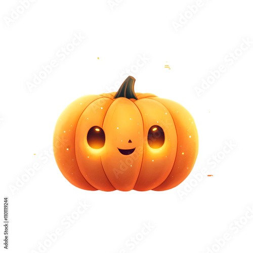 Creative cutout of isolated pumpkin character digital artwork transparent background whimsical design festive concept for halloween photo