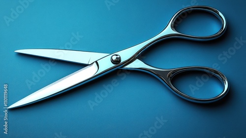 Scissors arranged elegantly on a vibrant blue background showcasing a sleek design and professional craftsmanship photo