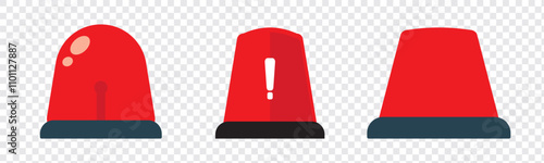 red emergency flashers siren vector icon