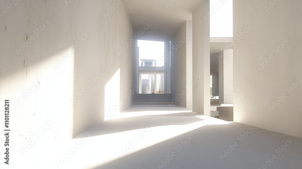 Fototapeta premium Luminous and Serene Interior Space with Window and Natural Light