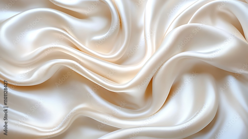 Fototapeta premium Luxurious golden satin fabric creating smooth elegant folds and shiny highlights