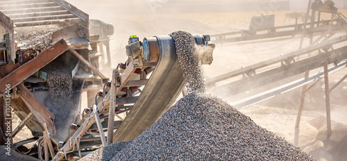 Canvastavla Crushing stones in a quarry for processing minerals, cement, limestone