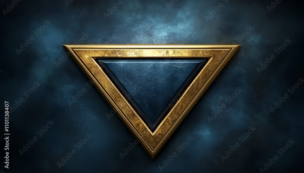 Fototapeta premium Golden Framed Dark Blue Triangle Design