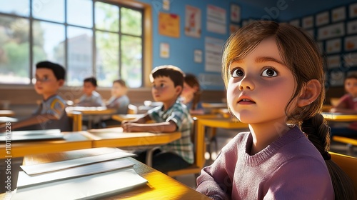 Concentrated kids in class photo