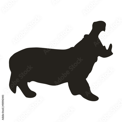 silhouette of a standing hippo
