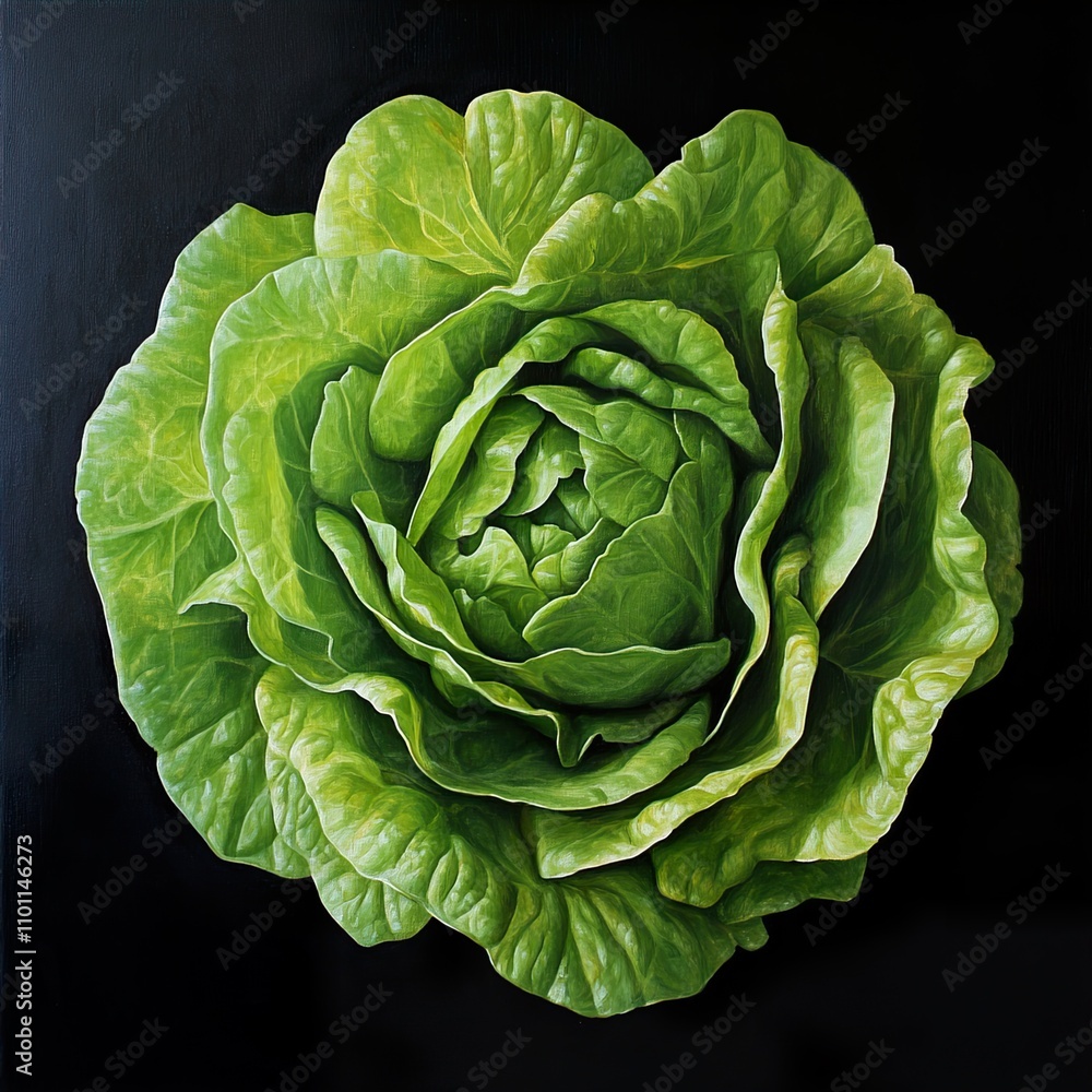 Fototapeta premium A Stunning Close-up of a Fresh Green Lettuce