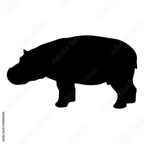 silhouette of a standing hippo