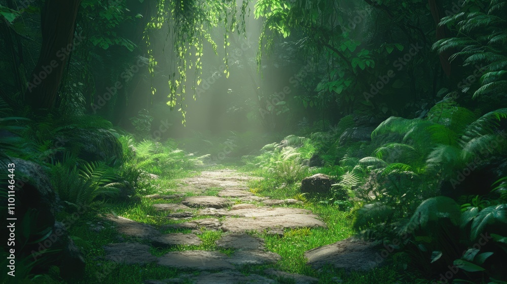 Obraz premium Lush greenery in tranquil