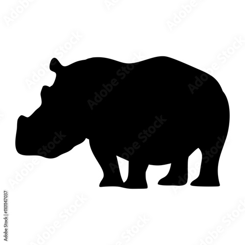 silhouette of a standing hippo