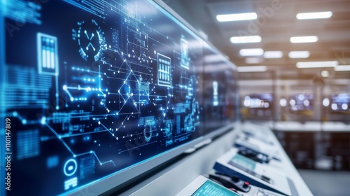 Wallpaper Mural An innovative smart grid control center with IoT sensors and energy management systems, Grid style, photo of Torontodigital.ca