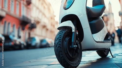 An innovative urban mobility showcase with electric scooters and smart city transportation solutions, Mobility style, photo of
