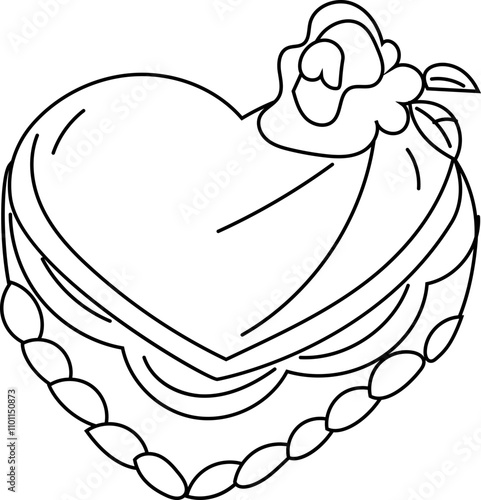Cake wedding element black and white on white background. Vector illustration. 