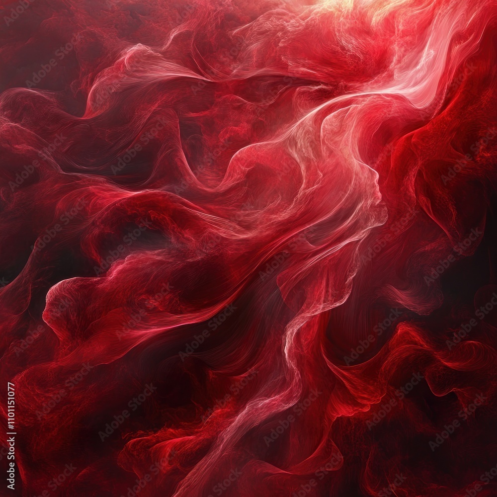 Obraz premium Abstract red and white swirling smoke pattern.