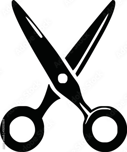 Scissors icon. Simple silhouette of open scissors. Scissors logo icon. Stock vector illustration isolated on a white background.