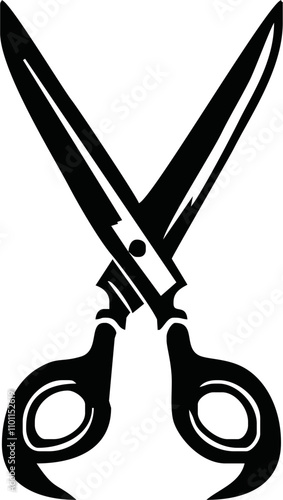 Scissors icon. Simple silhouette of open scissors. Scissors logo icon. Stock vector illustration isolated on a white background.