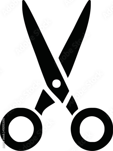 Scissors icon. Simple silhouette of open scissors. Scissors logo icon. Stock vector illustration isolated on a white background.