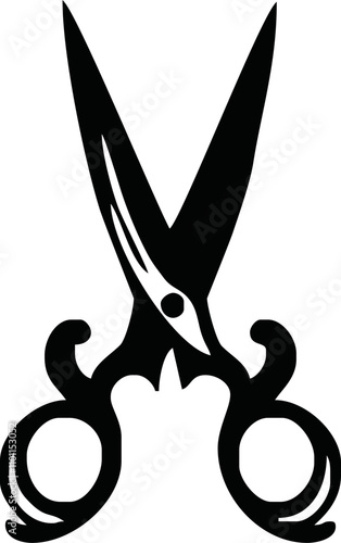 Scissors icon. Simple silhouette of open scissors. Scissors logo icon. Stock vector illustration isolated on a white background.