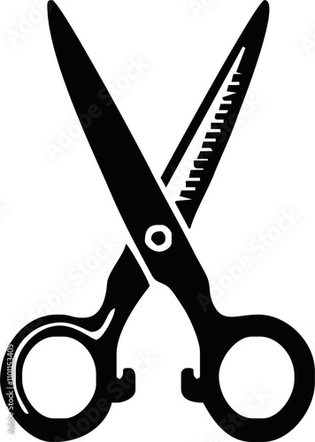 Scissors icon. Simple silhouette of open scissors. Scissors logo icon. Stock vector illustration isolated on a white background.