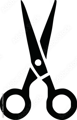 Scissors icon. Simple silhouette of open scissors. Scissors logo icon. Stock vector illustration isolated on a white background.