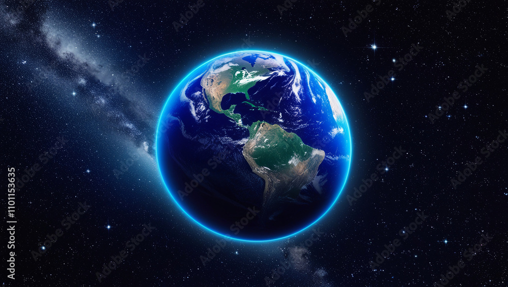 Naklejka premium AI generative. Illustration of earth view from the space . 11