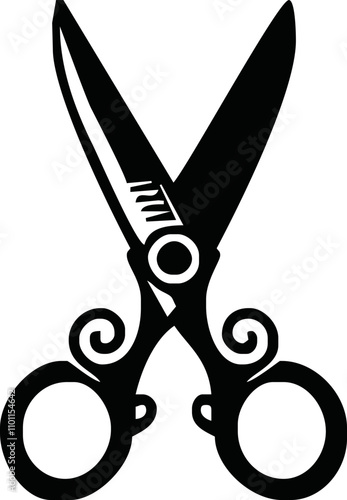 Scissors icon. Simple silhouette of open scissors. Scissors logo icon. Stock vector illustration isolated on a white background.