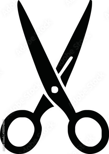Scissors icon. Simple silhouette of open scissors. Scissors logo icon. Stock vector illustration isolated on a white background.
