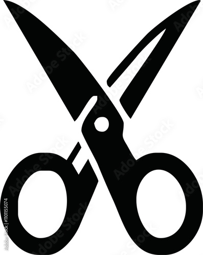 Scissors icon. Simple silhouette of open scissors. Scissors logo icon. Stock vector illustration isolated on a white background.